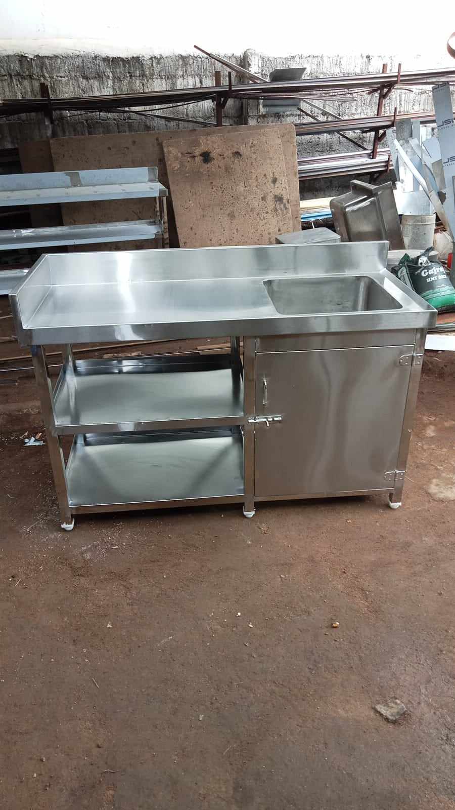 SS Single Bowl Sink Table with Cabinet